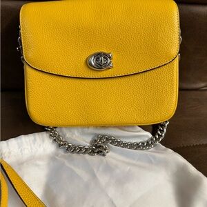 Authentic Coach Yellow Leather Chain Shoulder Bag